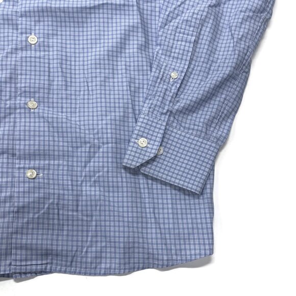 Eton Button Up Shirt Mens 15.75 15 3/4 - 40 Medium Blue Check Long Sleeve Spread - Picture 3 of 9